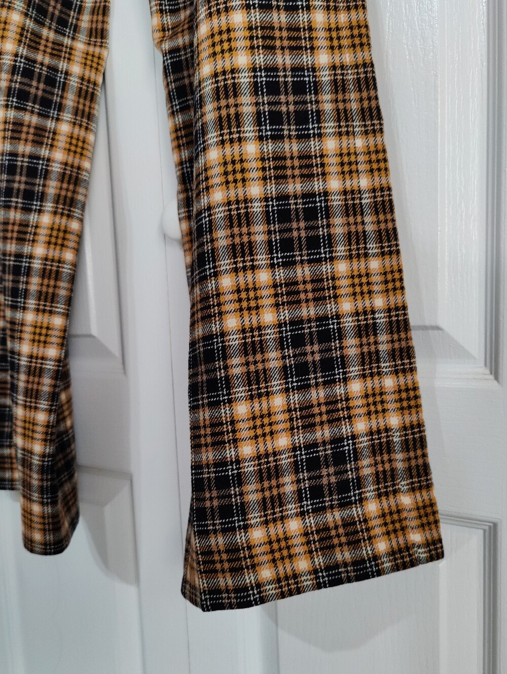 Vintage Pendleton Wool Plaid Wide Leg Pants High Waisted Amber Gold Medium USA - Picture 4 of 16